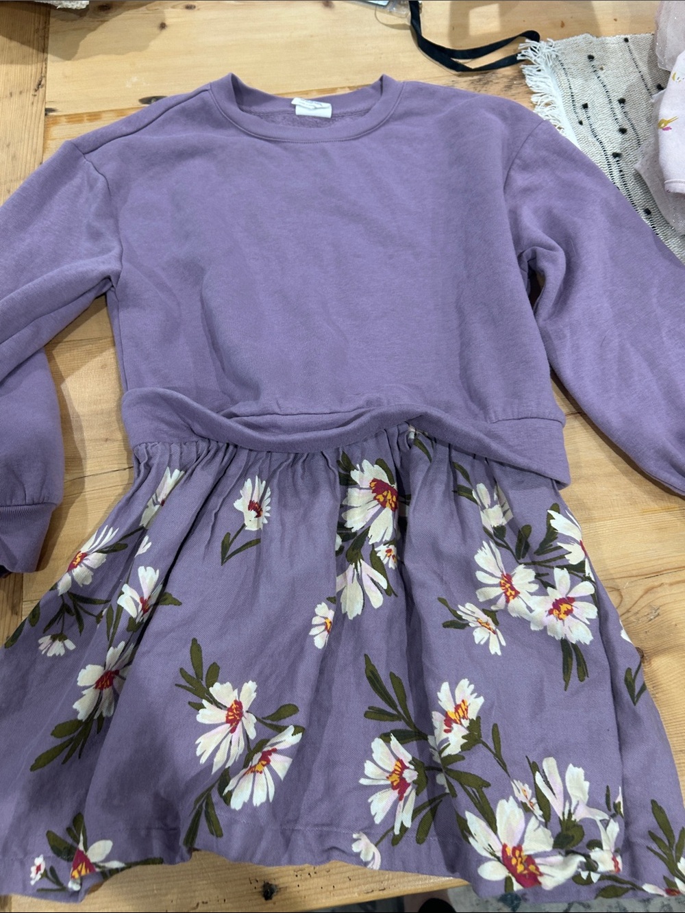 Gap Kids Girls' Lavender Floral Sweatshirt Dress M